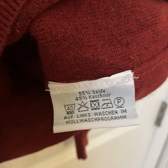 A.W. Dunmore Cashmere & Silk Sweater Mens EU 48 Red Pullover Grandpa Knit - Picture 5 of 8